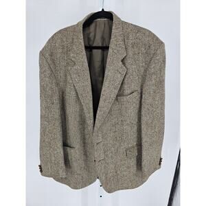 Alexandre Harris Tweed Mens Sz 52R Suit Blazer Jacket Taupe Color 100% wool
